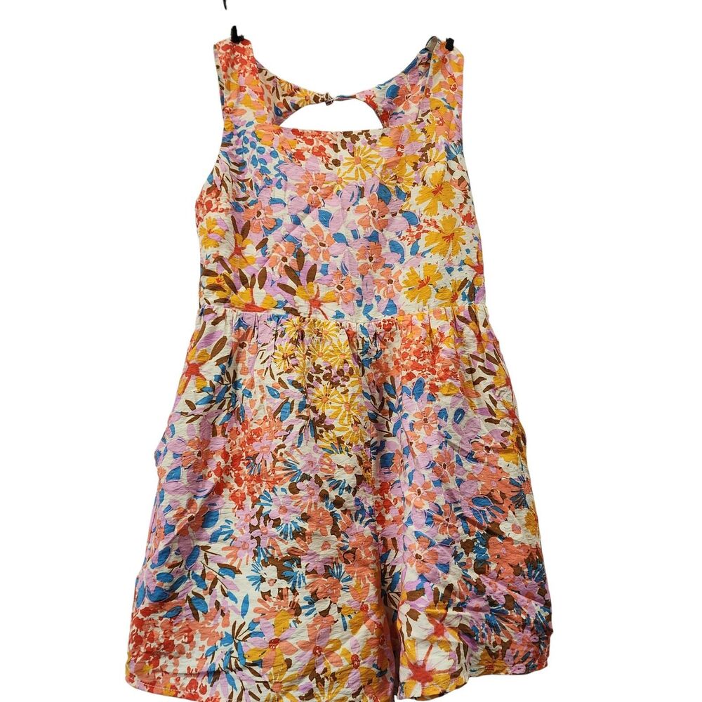 Sadie & Sage Floral‎ Cutout Back Mini Dress Boho Sleeveless Fit Flare M